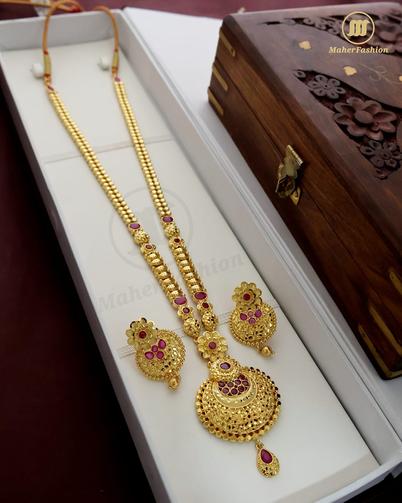 Padmakshi Long  Golden  Necklace